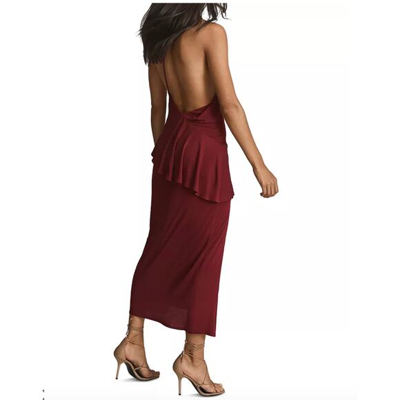 REISS Xena Strappy Open Back Midi Cocktail Dress | Size 6, Dark Red NEW - Picture 5 of 7
